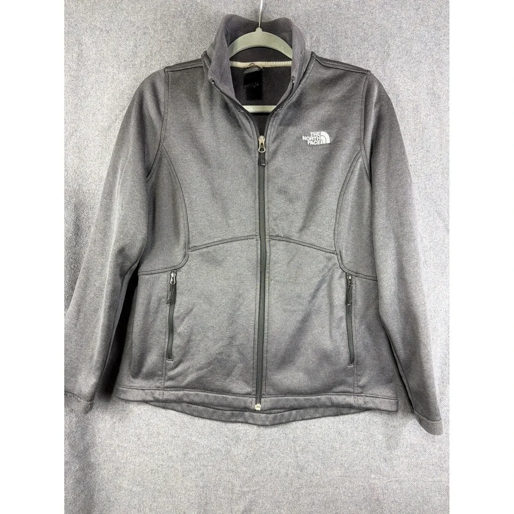 The North‎ Face Jacket Womens Large Fleece Coat Gray Full Zip Logo Outerwear